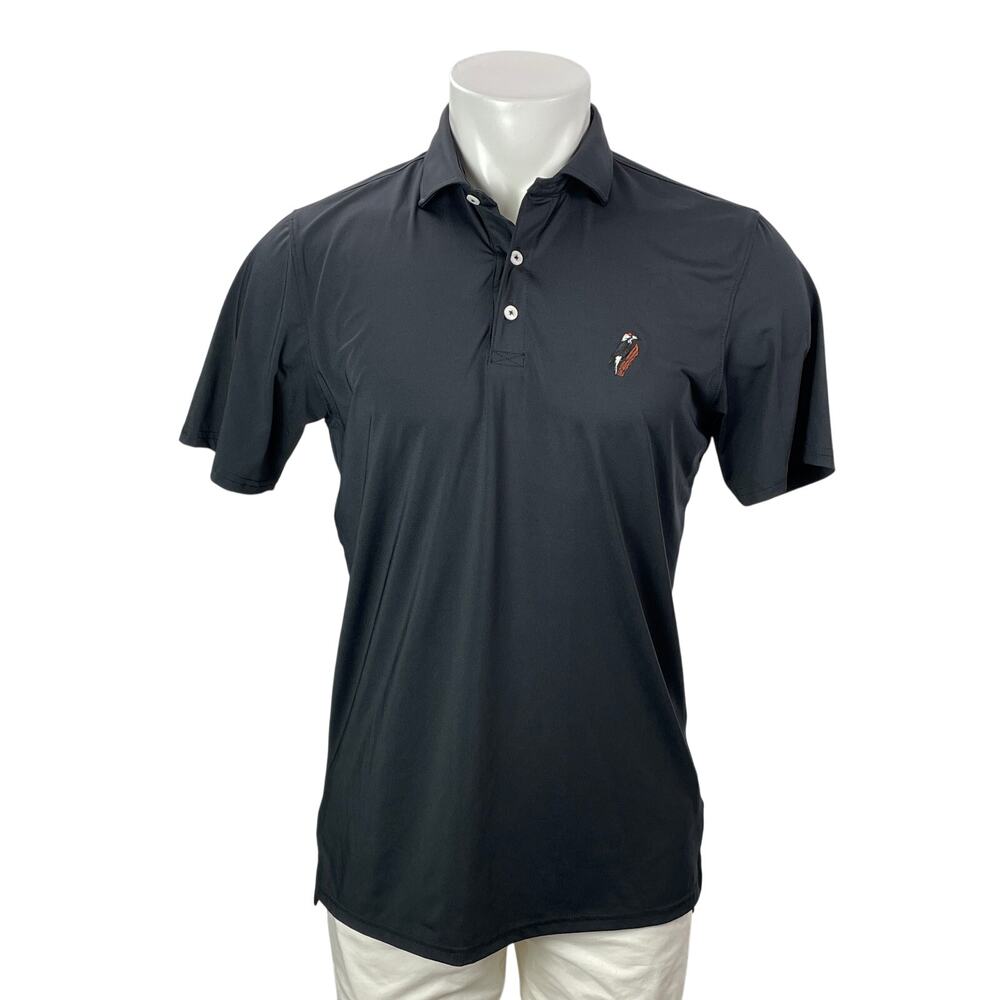 Holderness & Bourne Mens Black Short Sleeves Embroidered Logo Polo Shirt Top M
